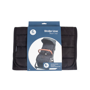 Black stroller liner with packaging on a white background