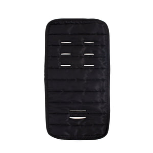 Black quilted seat cover on a white background