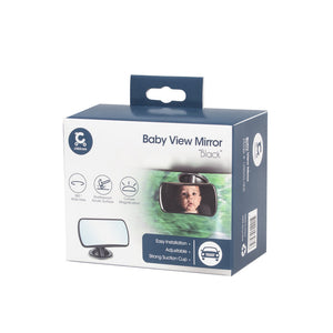 Package of a baby view mirror with images and text on a white background