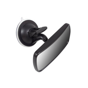 Black car rearview mirror with suction cup on a white background