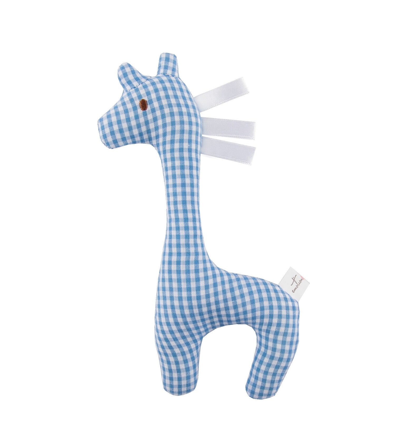 Blue Gingham Giraffe Rattle