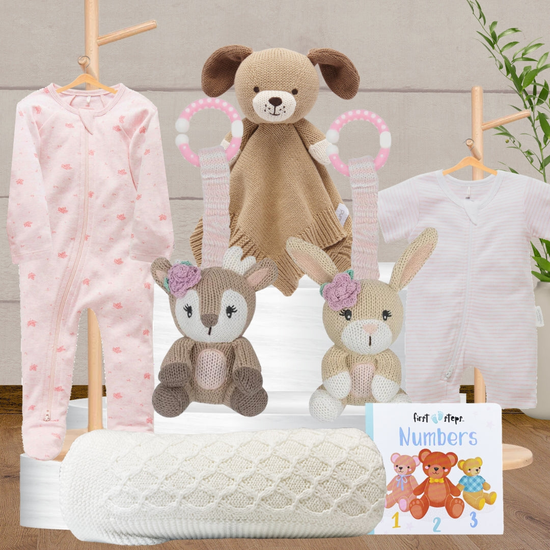 Pure Baby Girl Snuggles Hamper - Baby Gifts Australia