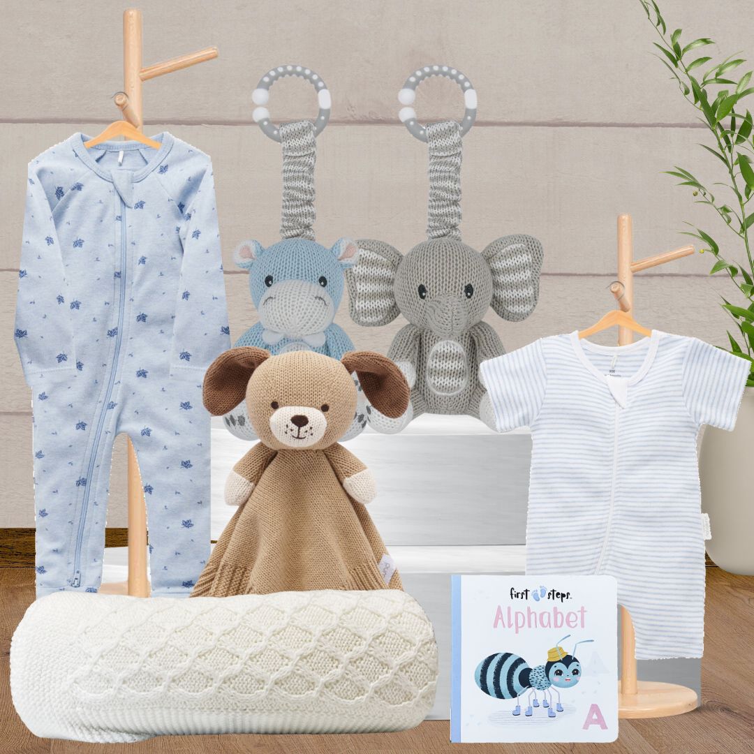 Pure Baby Boy Snuggles Hamper - Baby Gifts Australia