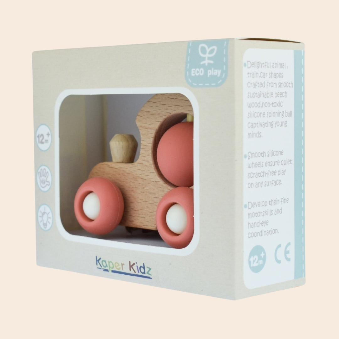 Eleganter Eco Spin Train Toy in Red - Baby Gifts Australia