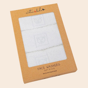 Emotion & Kids White Teddy Bear Face Washers - 3 Pack - Baby Gifts Australia