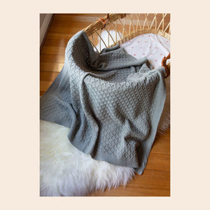 Emotion & Kids Grey Lace Knit Bassinet Blanket - Baby Gifts Australia