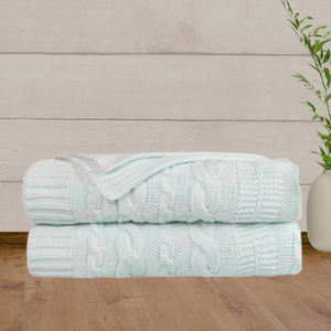 Emotion & Kids Pale Blue Lace Knit Bassinet Blanket - Baby Gifts Australia