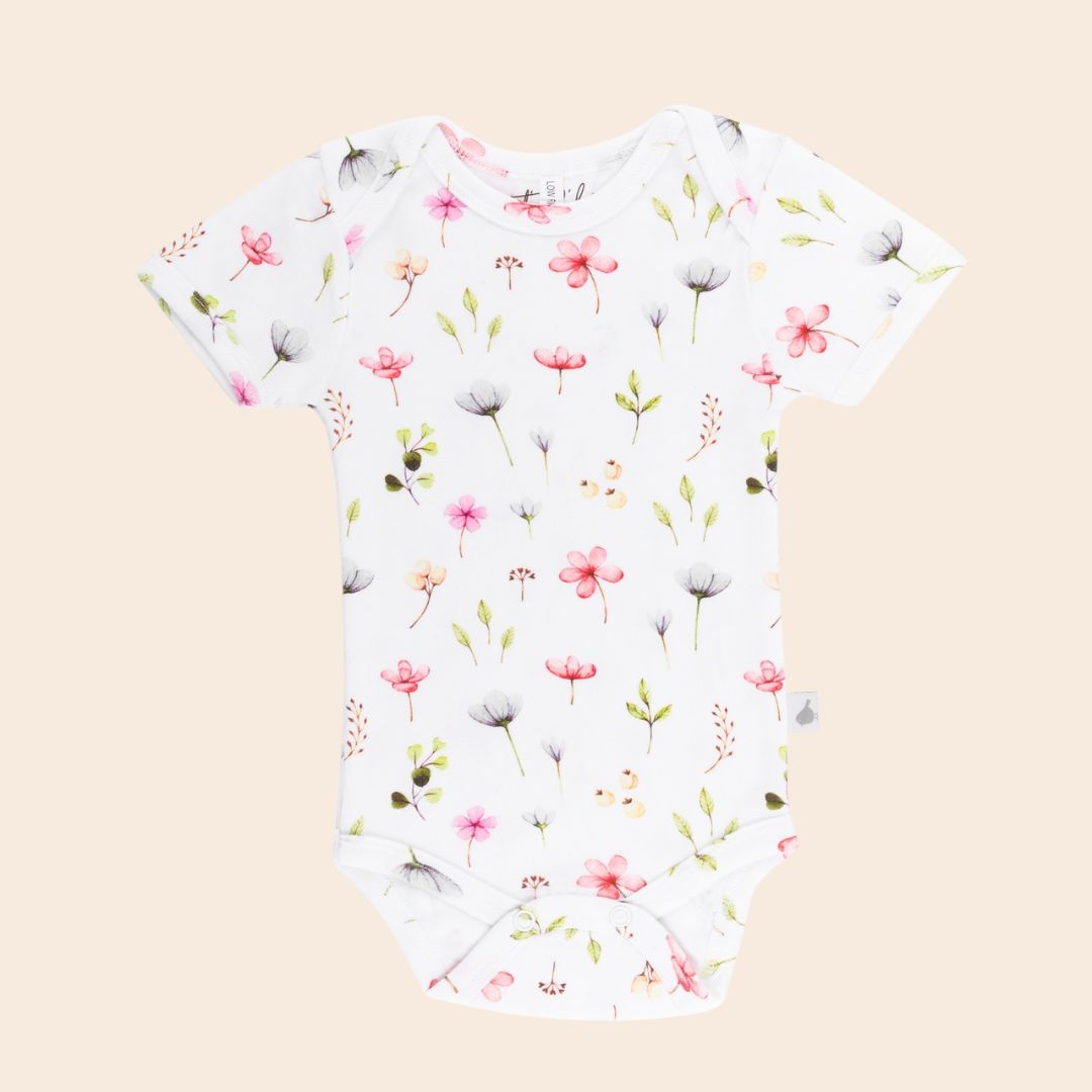 Fleur Organic Short Sleeve Bodysuit - Baby Gifts Australia