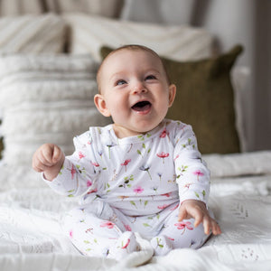 Fleur Zipped Organic Cotton Footed Outfit - Baby Gifts Australia