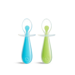 Gentle Scoop 2pk Silicone Training Spoons (Blue/Green) - Baby Gifts Australia