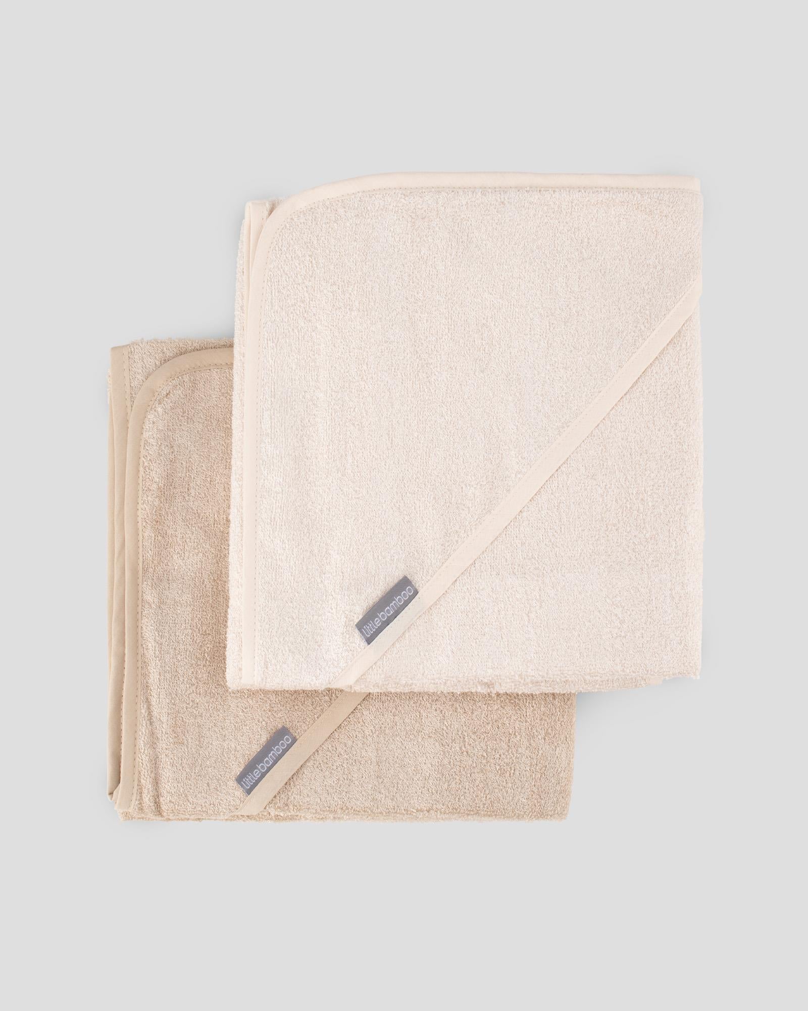 Little Bamboo Hooded Towel 2PK - Iced Coffee