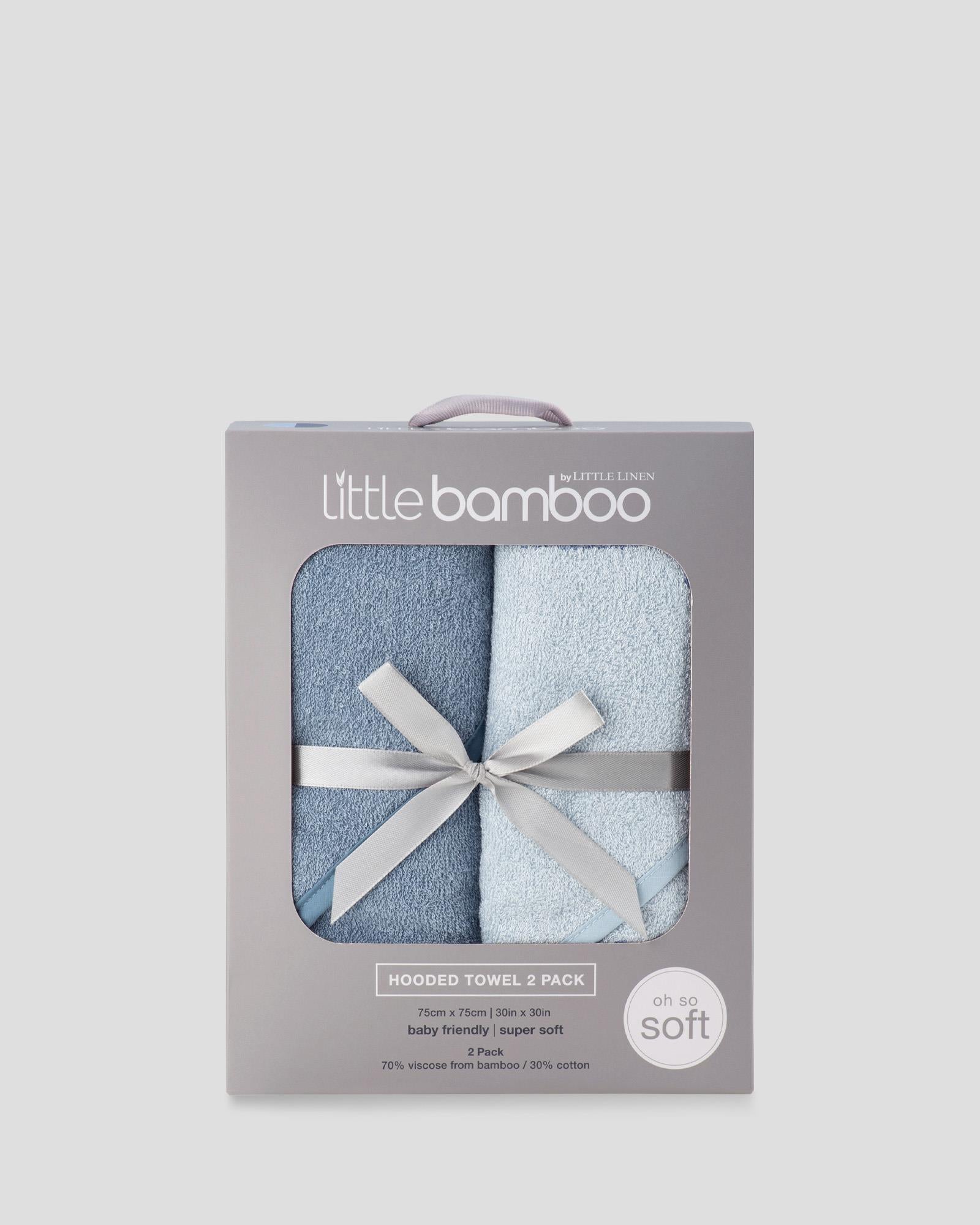 Little Bamboo Hooded Towel 2PK - Retro Blue