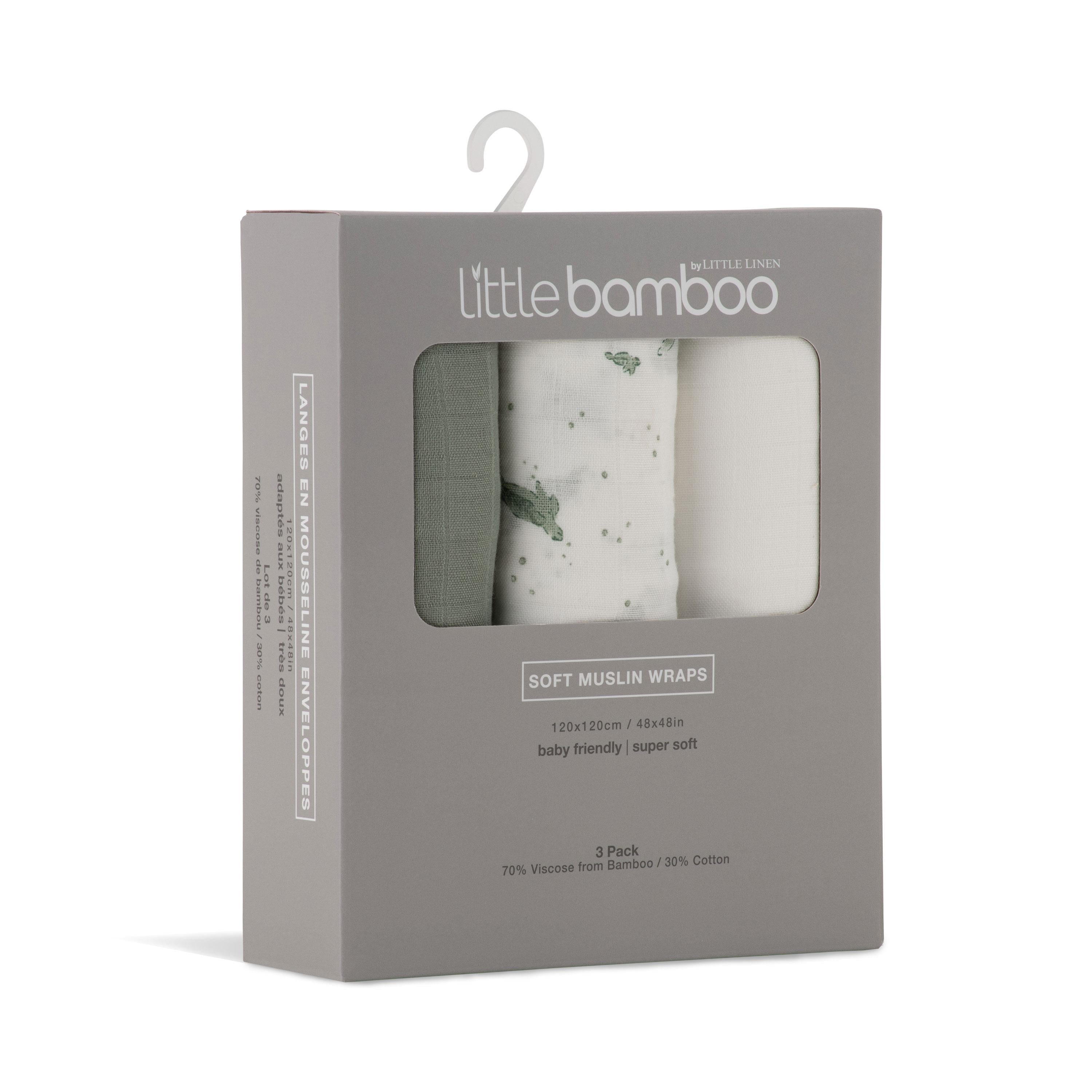Little Bamboo Muslin Wraps 3Pk - Turtle Bay