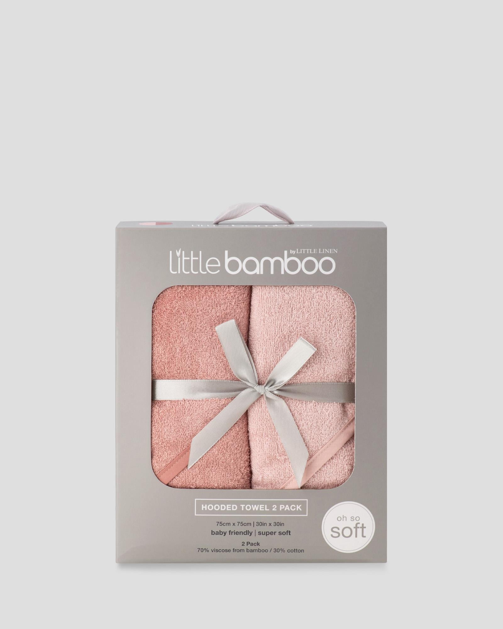 Little Bamboo Hooded Towel 2PK - Dusty Rose