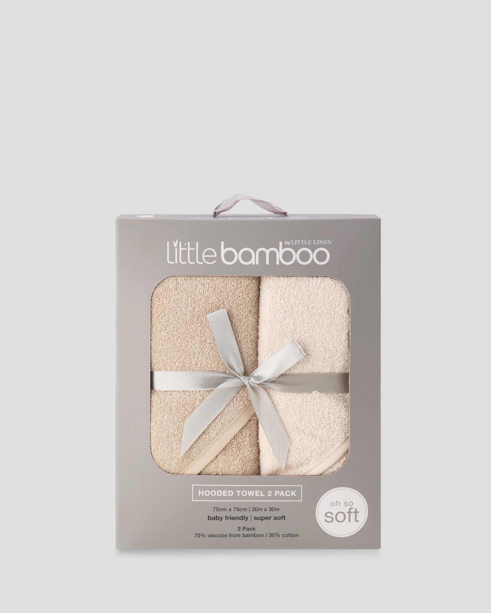 Little Bamboo Hooded Towel 2PK - Iced Coffee