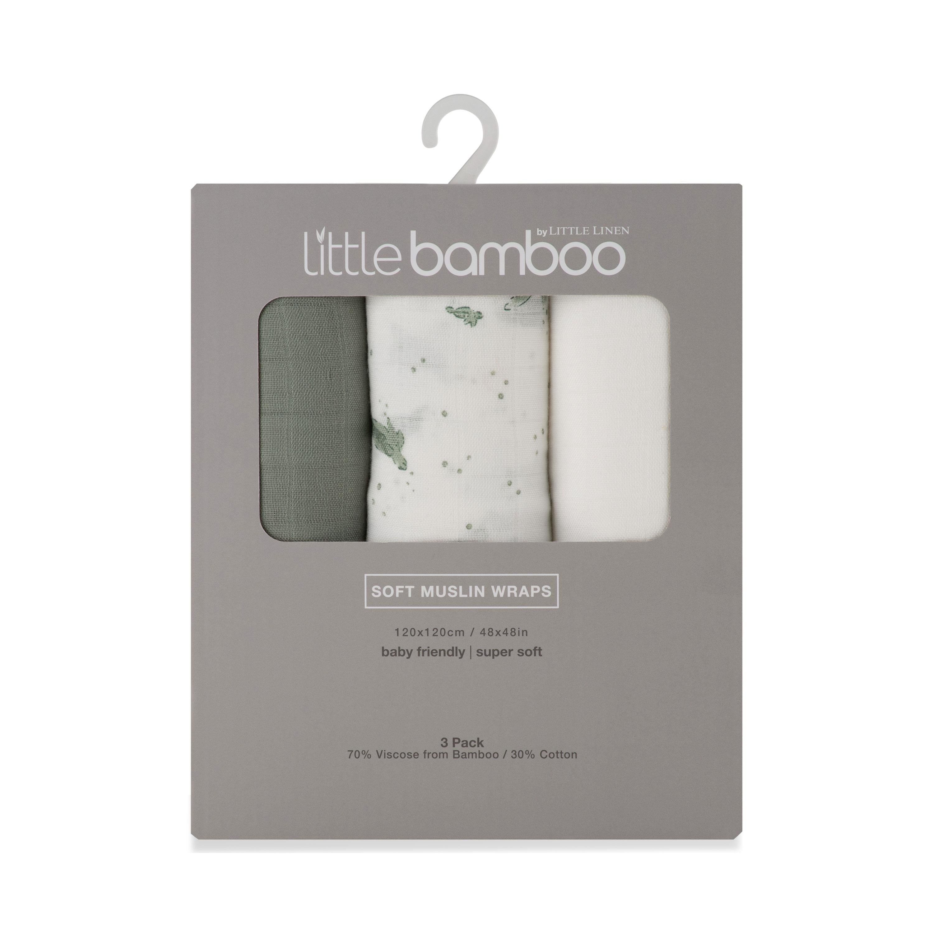 Little Bamboo Muslin Wraps 3Pk - Turtle Bay