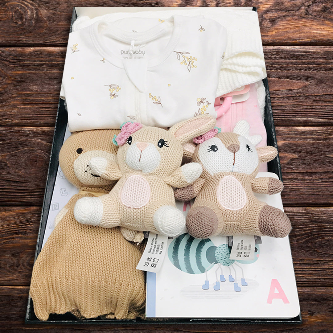 Pure Baby Girl Snuggles Hamper - Baby Gifts Australia
