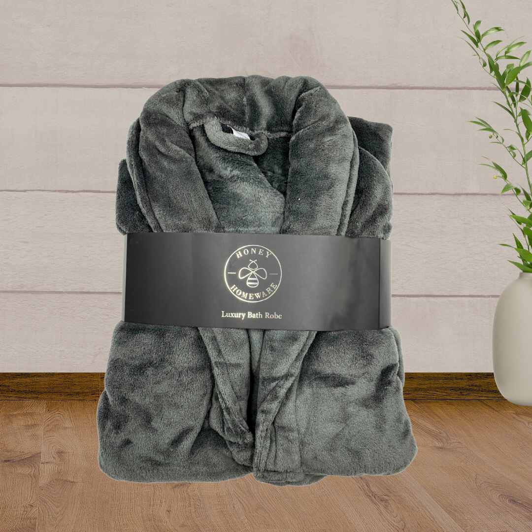 Honey Homeware Grey Luxury Bath Robe - Baby Gifts Australia