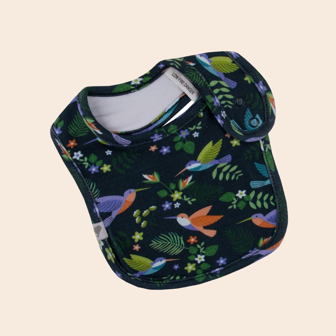 Hummingbirds Organic Cotton Bib - Baby Gifts Australia