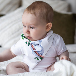 Koala Organic Cotton Pair Bandana Bibs - Baby Gifts Australia