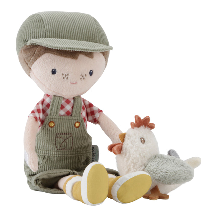 Cuddle Doll Farmer Jim With Chicken 35cm - Baby Gifts Australia