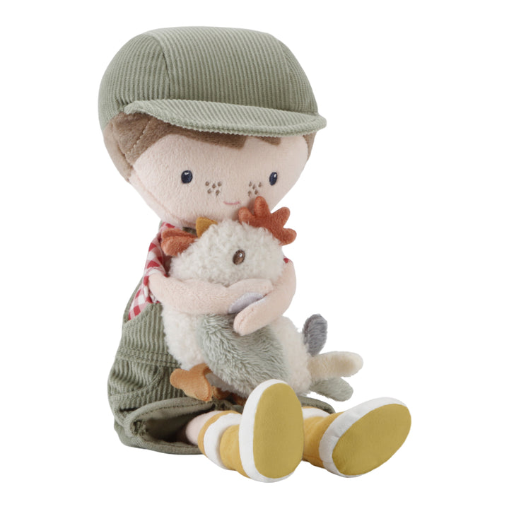 Cuddle Doll Farmer Jim With Chicken 35cm - Baby Gifts Australia