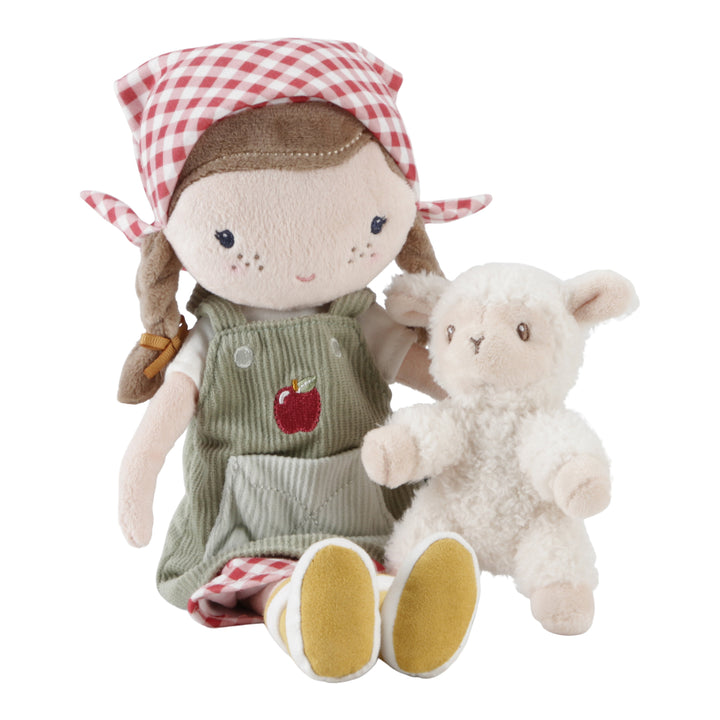 Cuddle Doll Farmer Rosa With Sheep 35cm - Baby Gifts Australia