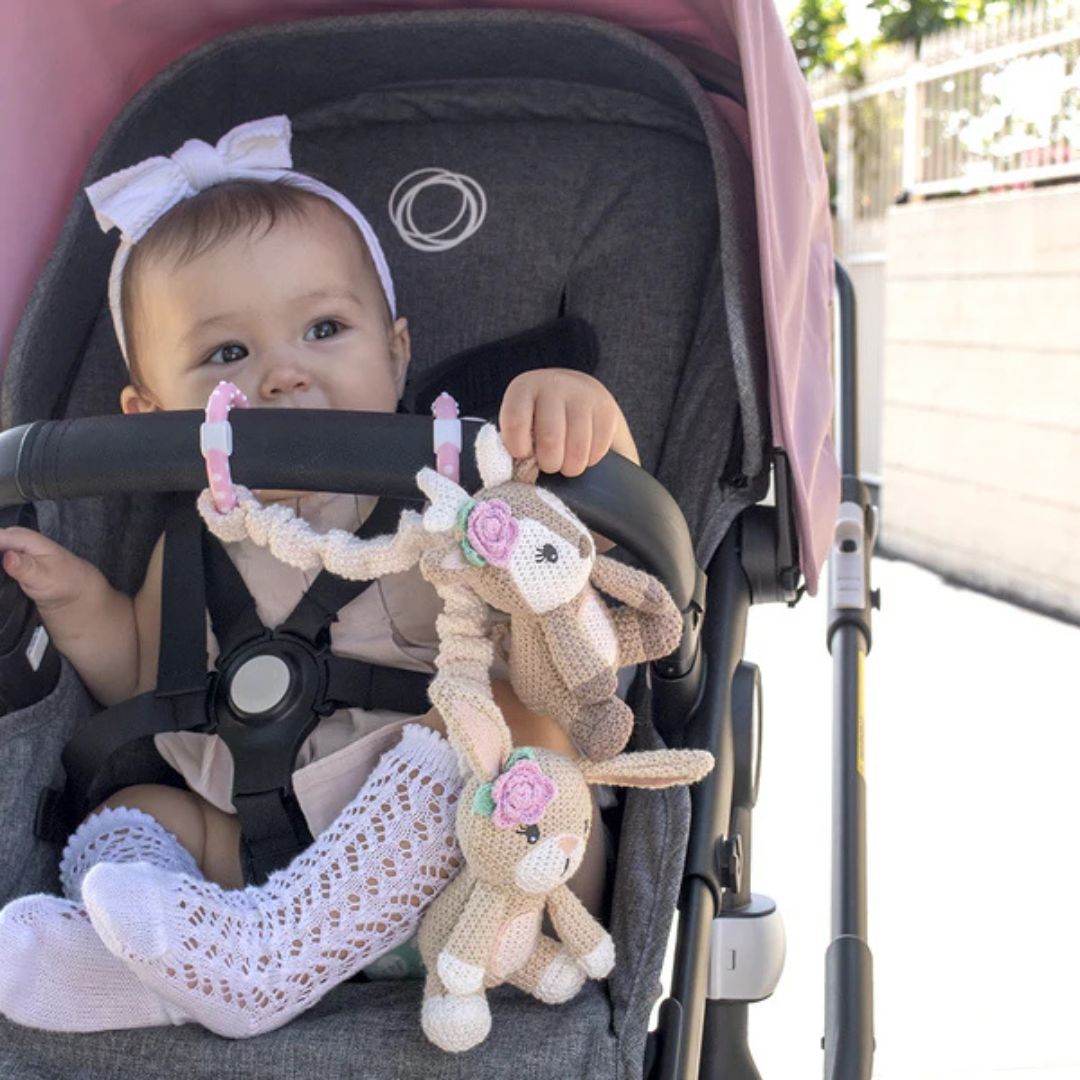 Living Textiles 2pk Stroller Toys - Fawn & Bunny - Baby Gifts Australia