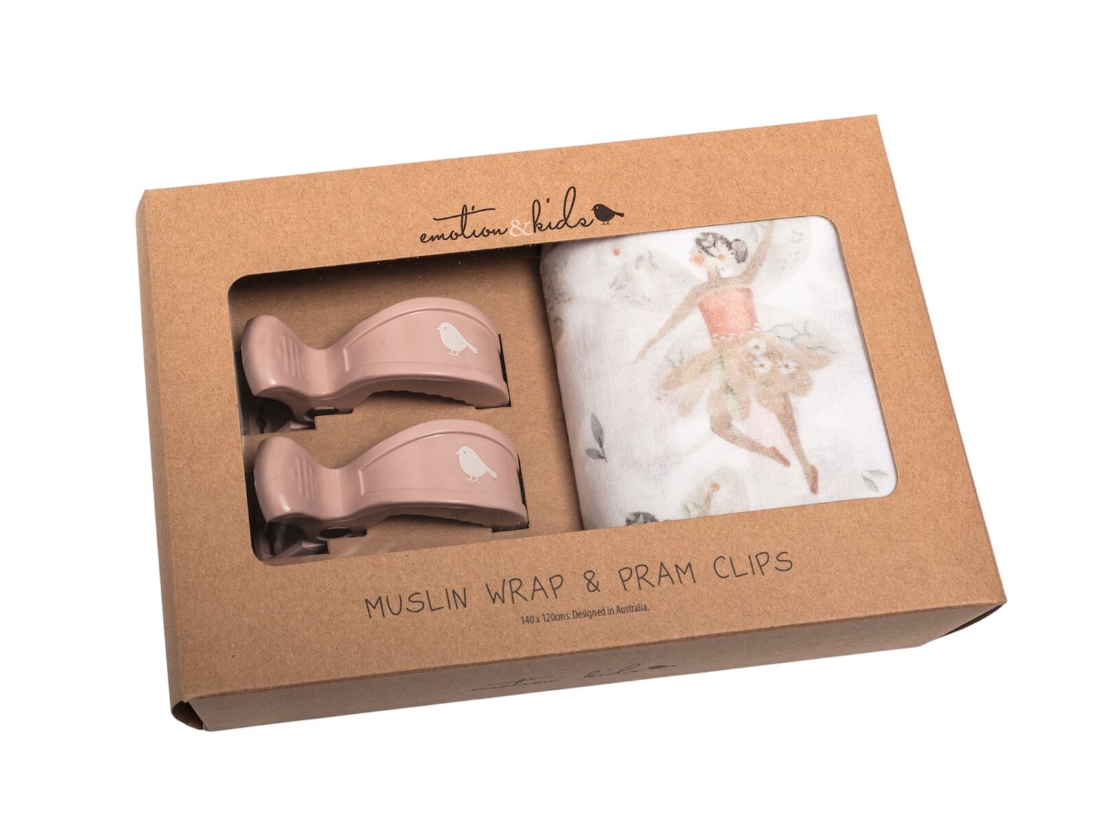 EMOTION & KIDS Fairy Muslin & Dusty Pink Pram Clip Set