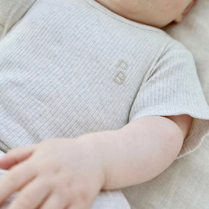Pure Baby Basics wheat rib short sleeve bodysuit - Baby Gifts Australia