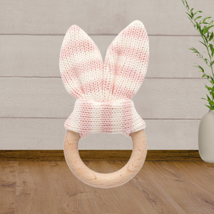 Pure Baby Rose Rabbit Ear Teether - Baby Gifts Australia