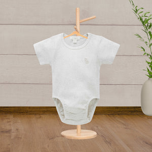 Pure Baby Basics wheat rib short sleeve bodysuit - Baby Gifts Australia