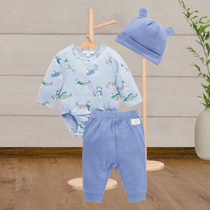 Pure Baby Frolicking Blue Huskies Gift Set 3pc - Baby Gifts Australia