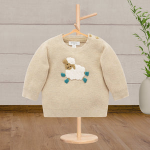 Pure Baby On The Farm Almond Melange Jumper - Baby Gifts Australia