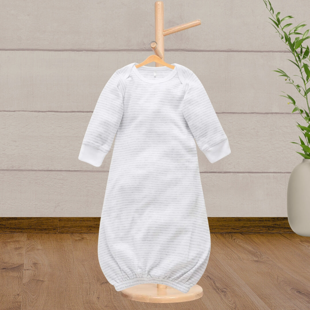 Pure Baby Pale Grey Melange Stripe Sleep Suit - Baby Gifts Australia