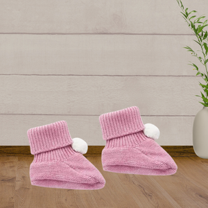 Pure Baby Beetroot Pink Pom Pom Booties - Baby Gifts Australia