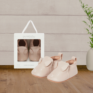Pure Baby Blush Bunny Leather Pull-on Shoes - Baby Gifts Australia