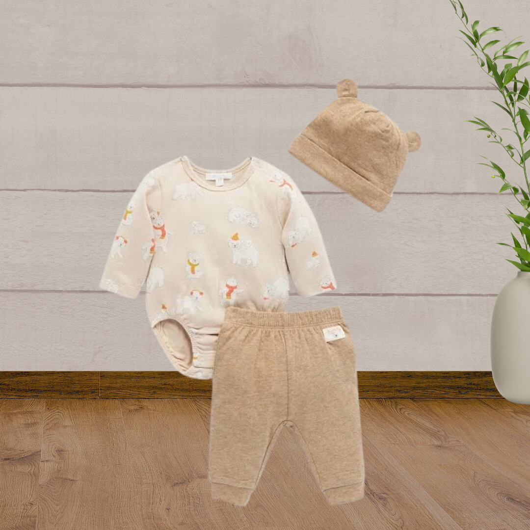Pure Baby Frolicking Bears Gift Set - Baby Gifts Australia