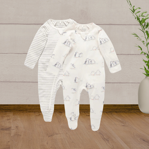 Pure Baby Penguin & Stripe Growsuit Pack - Baby Gifts Australia