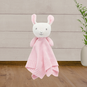 Pure Baby Pink Knitted Bunny Comforter - Baby Gifts Australia