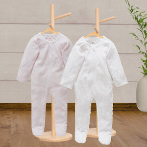 Pure Baby 2 Pack Zip Growsuit Pale Pink Girls - Baby Gifts Australia