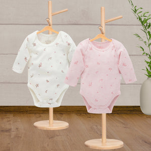 Pure Baby Easy Neck L/S Body Suit Pale Pink Blossom 2 Pack - Baby Gifts Australia
