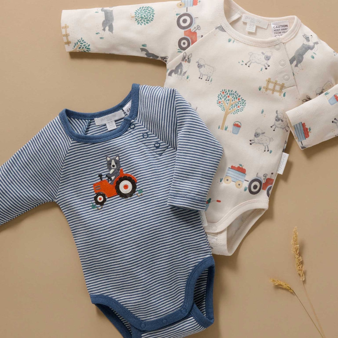 Pure Baby Herding Sheep Print Body Suit 2 Pack - Baby Gifts Australia
