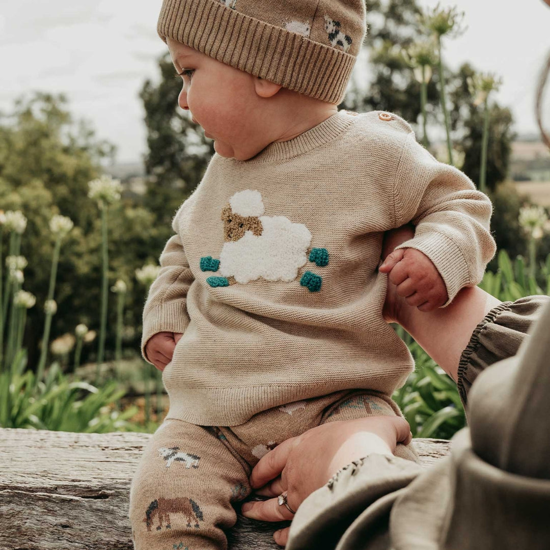 Pure Baby Jacquard On The Farm Leggings - Baby Gifts Australia