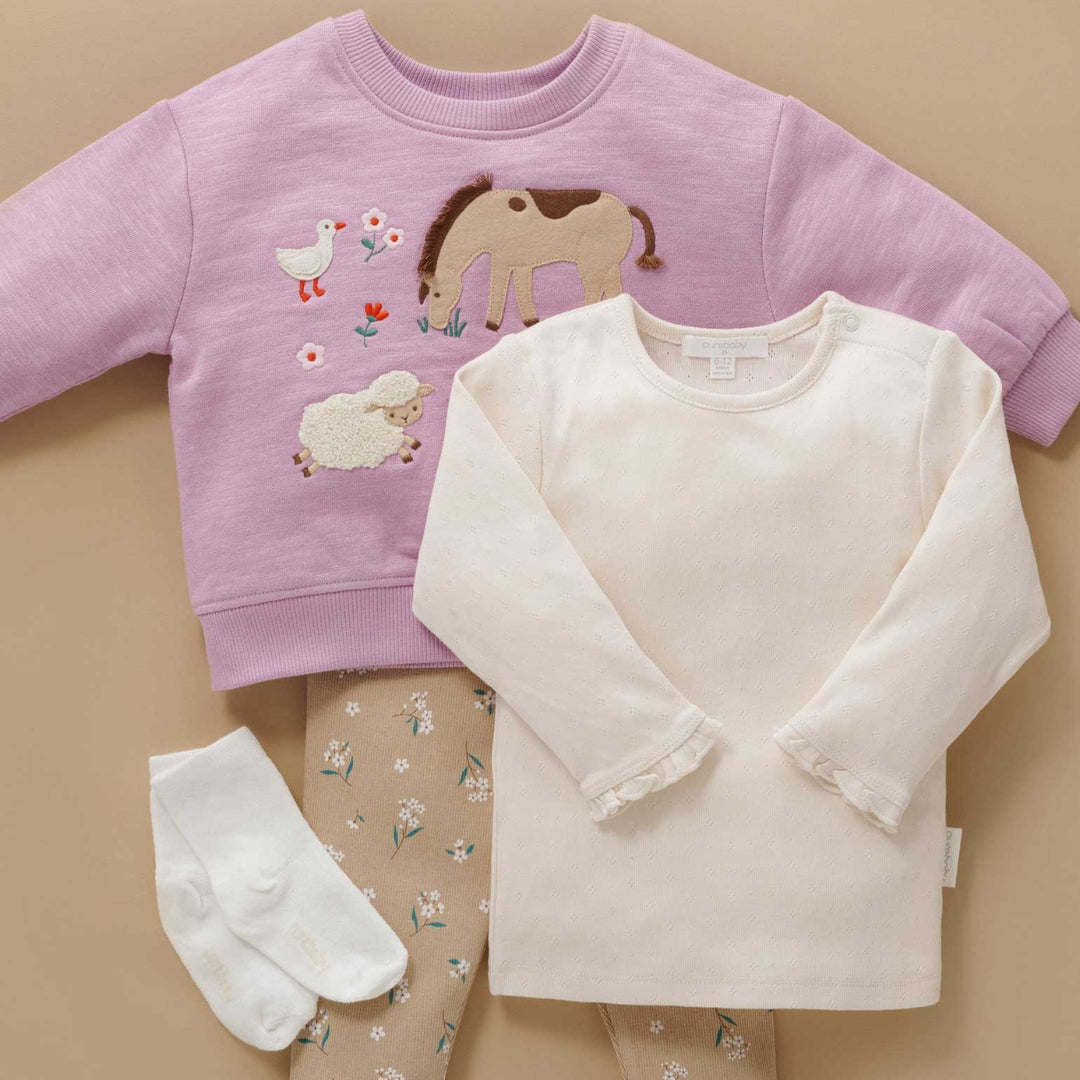 Pure Baby Meadow Print Thick Rib Leggings - Baby Gifts Australia