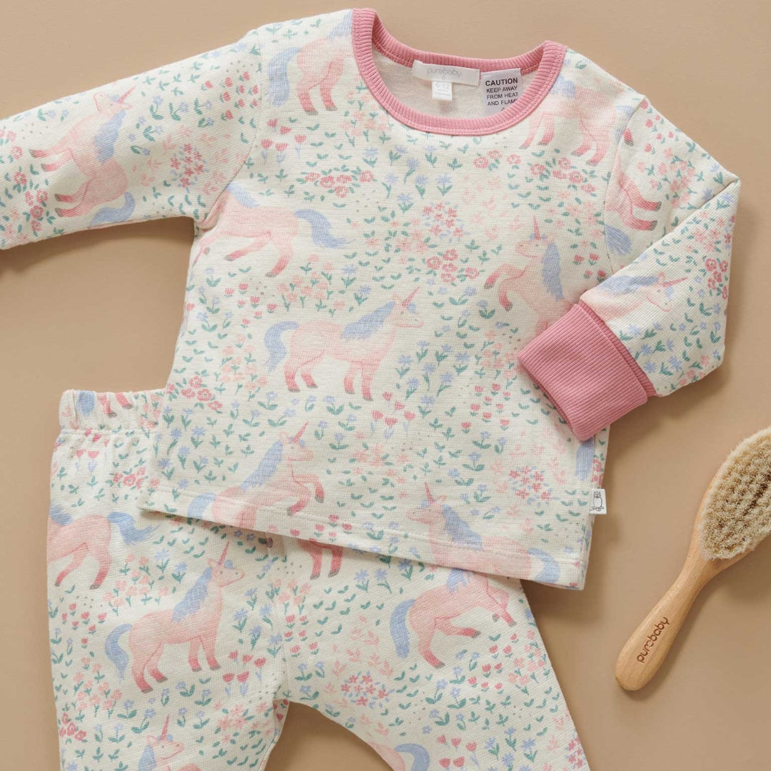 Pure Baby Unicorn Meadows L/S Textured PJ Set - Baby Gifts Australia