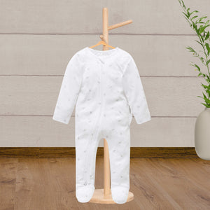 Pure Baby Essentials Pale Grey Leaf Zip Growsuit - Baby Gifts Australia