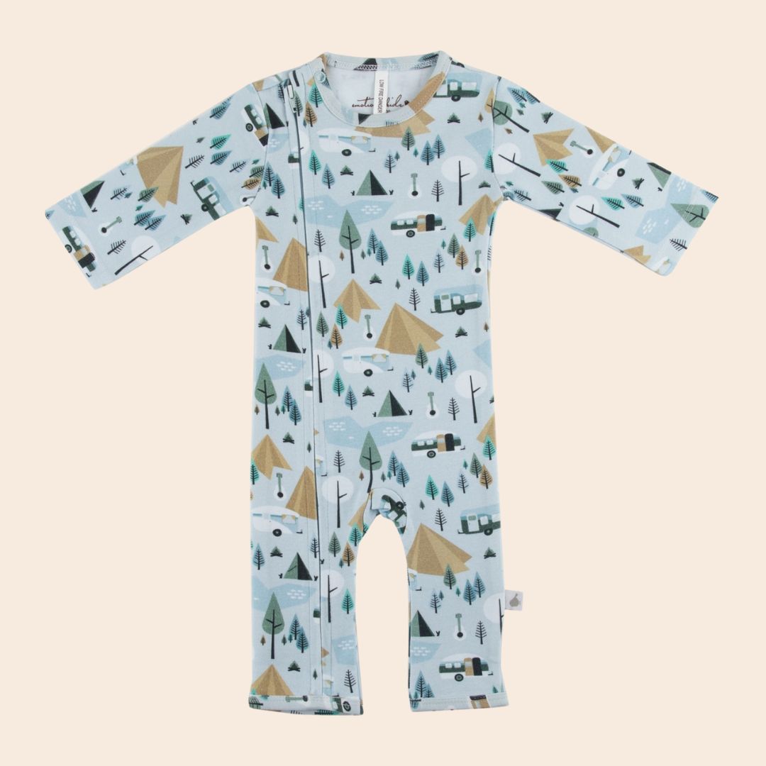 Retro Camping Long Leg Romper - Baby Gifts Australia