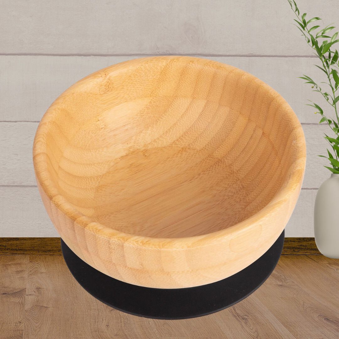 TINY DINING Bamboo Kids Suction Bowl - Black - Baby Gifts Australia