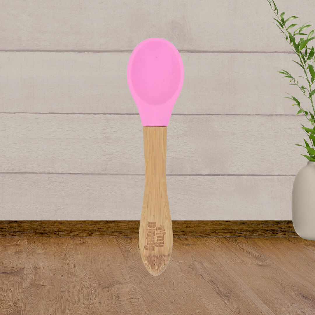 TINY DINING PINK BAMBOO SPOON - Baby Gifts Australia